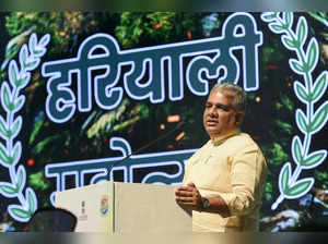 New Delhi: Union Environment Minister Bhupender Yadav speaks during the 'Hariyal...
