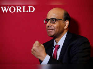 Singapore's Deputy Prime Minister Tharman Shanmugaratnam speaks with journalists at the World Economic Forum on Africa 2017 meeting in Durban