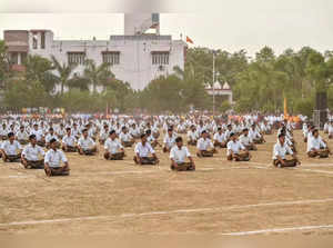Lucknow_ RSS volunteers, ('Swayamsevaks') during a 20-day-long training camp of ....