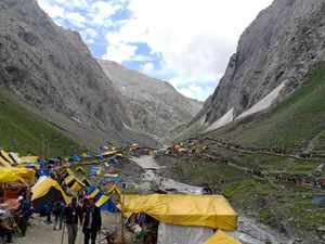 Amarnath: Pilgrims on their way to the holy cave shrine of Amarnath. (PTI Photo)...