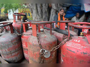 New Delhi, Jul 06 (ANI): A picture of LPG cylinders as domestic LPG cylinders pr...