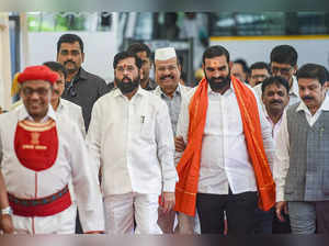 Maharashtra CM Eknath Shinde with rebel Shiv Sena MLAs