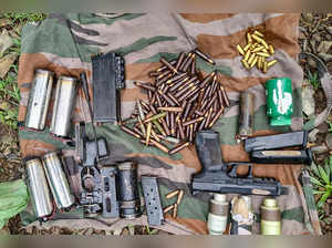 Rajouri: Arms and explosives recovered by police from a terrorist hideout at Dra...