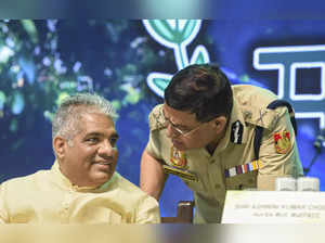 New Delhi: Union Environment Minister Bhupender Yadav with Delhi Police Commissi...
