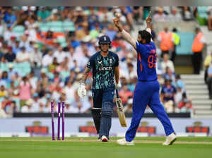 London, July 12 (ANI): India's Jasprit Bumrah celebrate the dismissal of England...