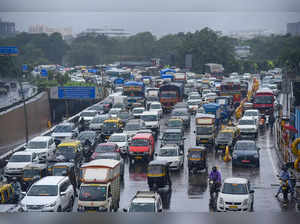 Vehicles stuck in a heavy traffic jam