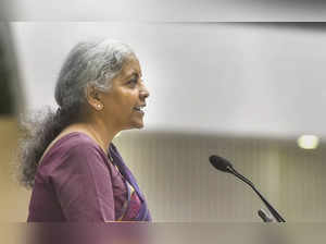 New Delhi: Union Finance Minister Nirmala Sitharaman addresses during celebratio...
