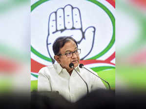 New Delhi: Congress MP P Chidambaram at a press conference, at AICC headquarters...
