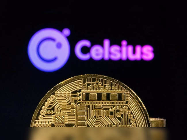 FILE PHOTO: Illustration shows Celsius Network logo and representations of cryptocurrencies