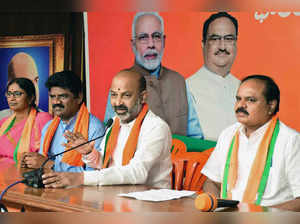 Hyderabad, July 13 (ANI): BJP Telangana President Bandi Sanjay Kumar addresses a...