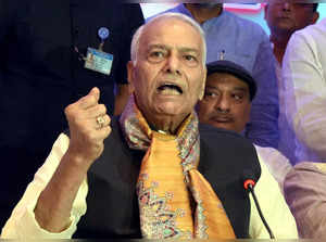Patna, July 15 (ANI): Opposition presidential candidate Yashwant Sinha addressin...