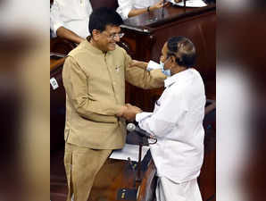 New Delhi, July 08 (ANI): Union Minister Piyush Goyal and AIADMK Rajya Sabha MP ...