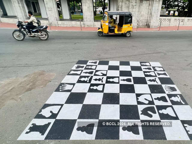 ​Giant chess boards painted