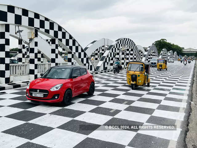 ​Bridge painted like a chess board