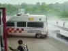 Speeding ambulance skids into a tollgate in Karnataka's Udupi; dramatic visuals caught on cam