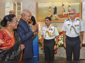 President Ram Nath Kovind and his wife Savita Kovind during the farew...