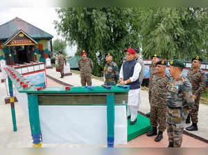 Jammu and Kashmir, June 16 (ANI): Defence Minister Rajnath Singh reviews the sec...