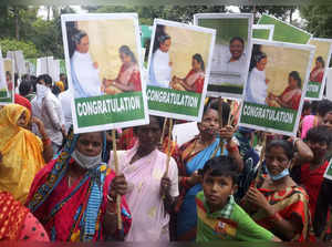 Bhubaneswar: Supporters of Droupadi Murmu, who is set to be India's first Presid...