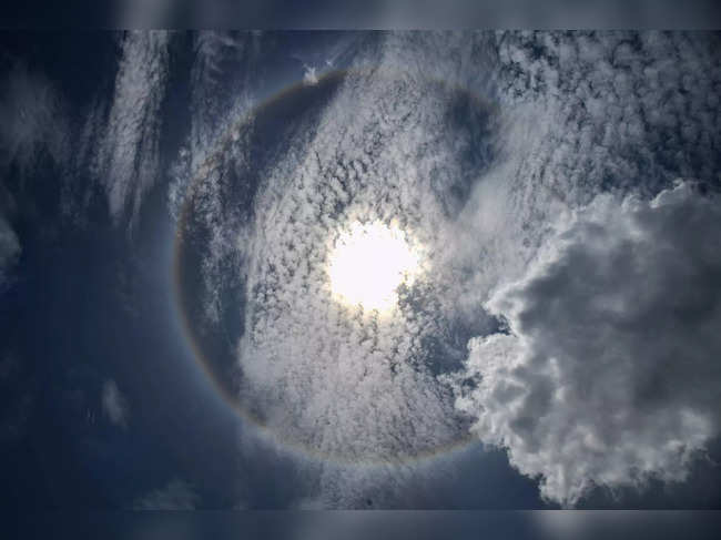 Dehradun: A sun halo in seen in the sky in Dehradun. (PTI Photo)(...