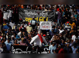 Protest demanding the resignation of Sri Lanka's acting President Ranil Wickremesinghe, in Colombo