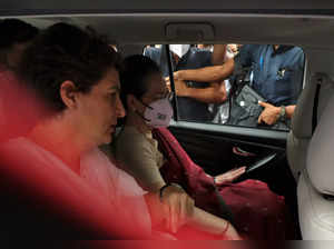 Sonia Gandhi leaves the party headquarters for her summons at the Enforcement Directorate in a money laundering case, in New Delhi