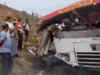 Bus going from Delhi to Farrukhabad falls down from the flyover killing one women & injuring 25 people