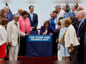 U.S. House Speaker Nancy Pelosi hosts bill enrollment ceremony for the CHIPS and Science Act on Capitol Hill in Washington
