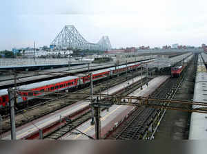 Kolkata, Jun 19 (ANI):  Express trains stand at the Howrah Railway Station as se...