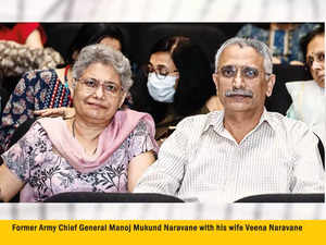 Former Army Chief General Manoj Mukund Naravane with his wife Veena Naravane