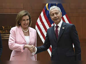 U.S. House Speaker Nancy Pelosi meets with Malaysia Parliament speaker Azhar Azizan Harun at the parliament house in Kuala Lumpur