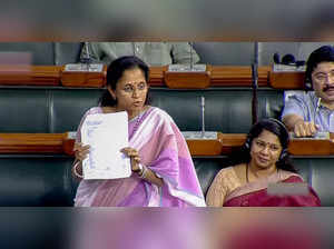 **EDS: TV GRAB** New Delhi: NCP MP Supriya Sule speaks in the Lok Sabha during o...