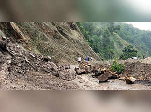 Darjeeling, Aug 02 (ANI): Boulders fell down on the National Highway (NH) 10 roa...