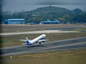 Chennai: An aeroplane takes off at the Chennai Airport. (PTI Photo/R Senthil Kum...