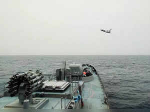 Indian and French navies hold joint exercise in Atlantic ocean.