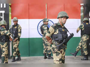 Border Security Force (BSF) personnel stand guard