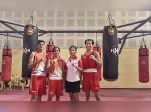 New Delhi: Boxers Lovlina Borgohain, Nikhat Zareen, Nitu (48kg) and Jasmine (60k...
