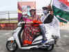 Smriti Irani rides scooty to work after Tiranga Yatra: Watch video