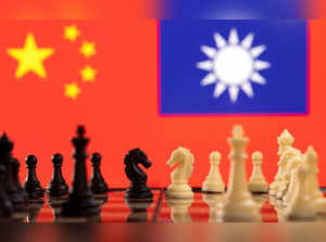 FILE PHOTO: Illustration shows China and Taiwan's flags