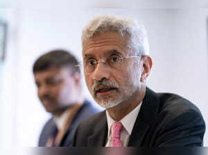 India's Foreign Minister Subrahmanyam Jaishankar speaks during a meeting with Se...
