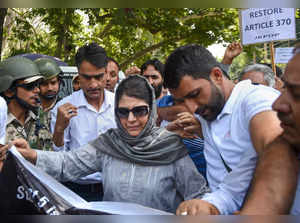 Srinagar_ Peoples Democratic Party (PDP) chief Mehbooba Mufti participates in a ....