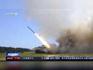 The image taken from video footage run by China's CCTV shows a projectile is launched from an unspecified location in China.