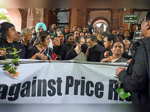 New Delhi, Aug 05 (ANI): Congress Interim President Sonia Gandhi leads a protest...