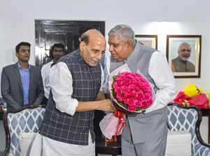 New Delhi: Vice-President designate Jagdeep Dhankhar with Union Defence Minister...