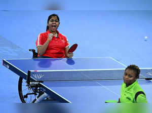 Birmingham: India's Bhavina Hasmukhbhai Patel reacts after winning gold medal du...
