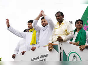 Patna, Aug 07 (ANI): Rashtriya Janata Dal (RJD) leader Tejashwi Yadav with party...