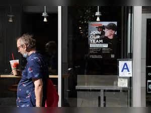 A hiring sign is seen in a restaurant as the U.S. Labor Department released its July employment report, in Manhattan, New York City