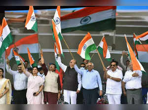 Surat , Aug 04 (ANI)_ Gujarat CM Bhupendra Patel at an event _Tiranga Yatra_ as ....