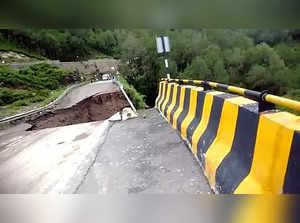 Solan, Aug 12 (ANI): A major portion of the Kalka-Shimla highway damaged,  in So...