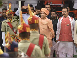 Lucknow: Uttar Pradesh Chief Minister Yogi Adityanath with Deputy CM Keshav Pras...