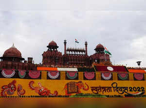 New Delhi_ A view of the Red Fort decorated with flowers on the occasion of 76th Independence Day, in New Delhi on Monday, Aug. 15, 2022. (Photo_ Qamar Sibtain_IANS).